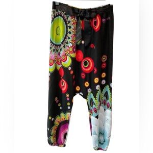 Desigual Psychedelic Harem Pants Balloon Baggy Festival Y2K Black Multi 11/12